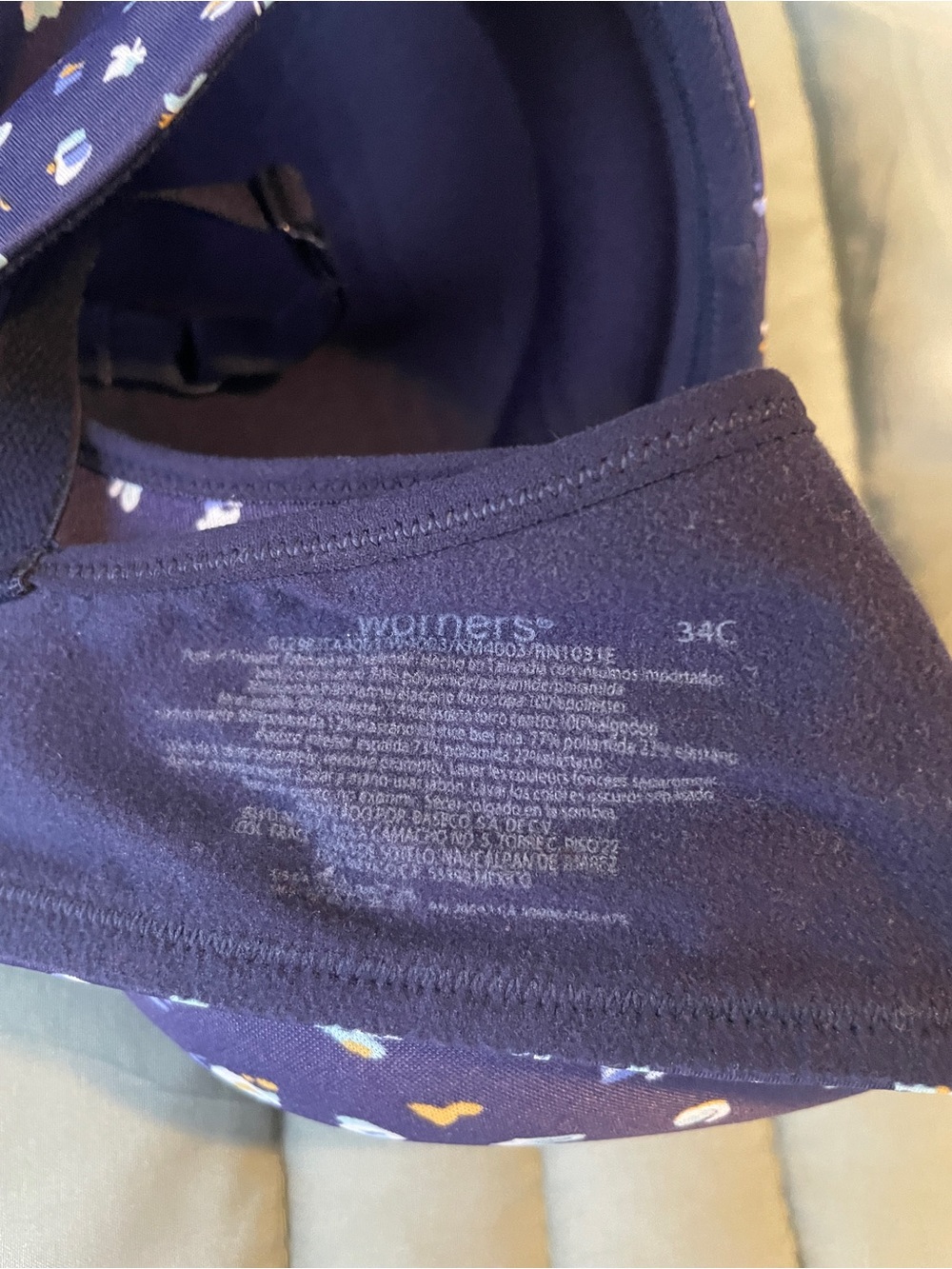 Warner’s Women's Navy Floral T-Shirt Bra size 34C - Picture 5 of 5